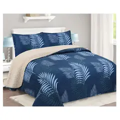 COMPRAPO - Cubrecama Quilt Sherpa King Mod. Tropical Blue 2 Fundas