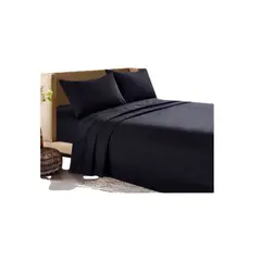 GENERICO - JUEGO DE SABANAS 200 HILOS PLAZA Y MEDIA NEGRO