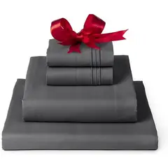 AZ AURAZEUS - Juego De Sabanas 2 Plazas + Fundas De Almohada Gris Hilos Aura Zeus