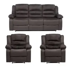 DANIELS - Living Sofá 3 Cuerpos Reclinable Martell Gris + 2 Bergers FG98060GR