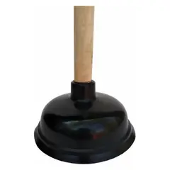 GENERICO - Sopapo Negro Destapa Cañería Con Mango Madera 47 Cm