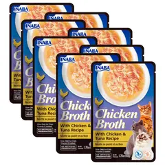 INABA - Snack Churu Broth con Pollo Atun - Pack 8 sobres