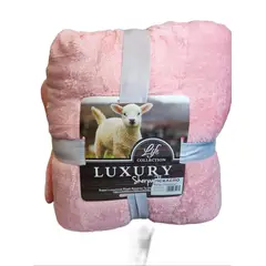 GENERICO - Frazada Plush con Sherpa Chiporro Rosa Reversible 200x230