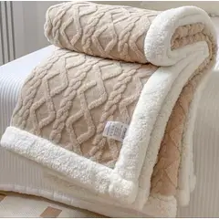 GENERICO - Frazada Plush con Sherpa Chiporro Diseño trenzado Reversible 200x230