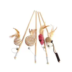 GENERICO - Juguete Varita Con Bola o Raton Para Gatos Mascotas