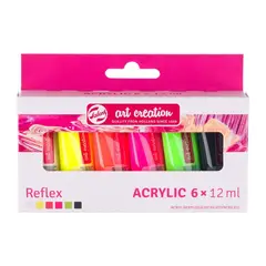 ART CREATION - Acrílicos Set 6 Colores 12ml Fluorescentes