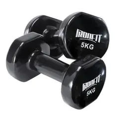 CITYSHOP - Par de Mancuernas Hexagonales Ironfit 5 kg c/u Recubiertas en Neopreno Color Negro