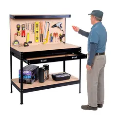 PROCHEF - Mesón Banco de Trabajo con Cajon y Respaldo 120x60 cm.