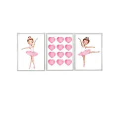 DECORACION CREATIVA - Set 3 Cuadros Infantil Niñas Ballet