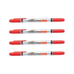 MONAMI - Marcador Permanente Doble Punta Fina Y Media 4 Unid - Rojo