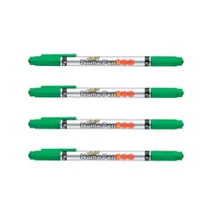 MONAMI - Marcador Permanente Doble Punta Fina Y Media 4 Unid - Verde