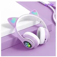 GENERICO - Audifonos Inalambricos Orejas de Gato Bluetooth Morado