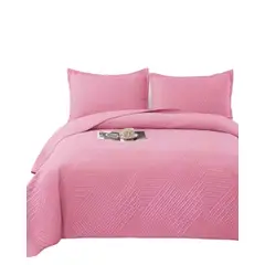 GENERICO - COBERTOR DE LUJO QUILT VERANO 2 PLAZAS ROSADO