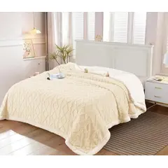 GENERICO - Frazada de 2 Plaza Texturizada con Chiporro Unicolor Beige RS