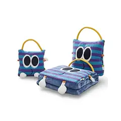 GENERICO - FRAZADA 3 EN 1 BOLSA ALMOHADA Y MANTA AZUL RAYA