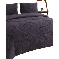 GENERICO - CUBRECAMA PLUSH CON CHIPORRO INVIERNO 2 PLAZAS NEGRO