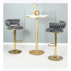 CORI CORI - Pack 2 Taburetes Queen Velvet Gold Gris.