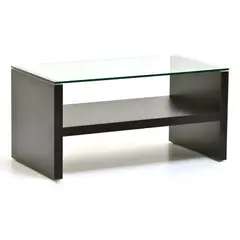 KLIK - Mesa de centro moderna madera walnut wood vidrio