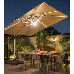 GENERICO - Quitasol Giratorio con LED Solar para Jardín y Terraza