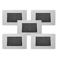 WANT - Pack 5 Pulsador Timbre Metálico Simple 10A - Gris Negro