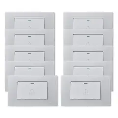 WANT - Pack 10 Pulsador Timbre Metálico Simple 10A - Gris Blanco