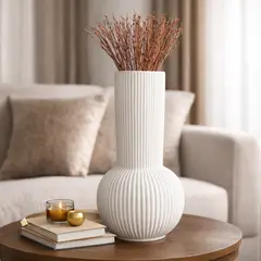 GENERICO - Florero Vintage Cerámica Lineal 12x12x23cm