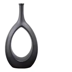 GENERICO - Florero Cerámica Botella Con Cuerda 27cm NEGRO