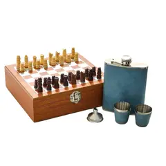 OEM - Set Juego de Ajedrez Con Petaca 8oz y 3 Accesorios 14145