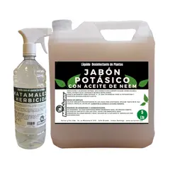 MOHICAN - JABÓN POTÁSICO CON NEEM 5L + MATAMALEZA HERBICIDA 1L