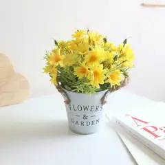 EDWINAYY - Planta Artificial Margaritas Con Macetero Para Hogar Decorar