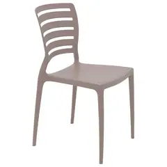TRAMONTINA - Silla Sofia en Polipropileno y Fibra de Vidrio Taupe con Respaldo Horizontal