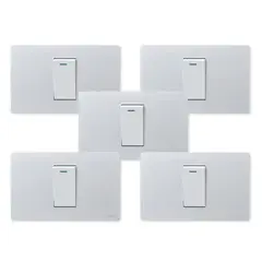 WANT - Pack 5 Interruptores Simple Metálico 924 16A - Gris Blanco
