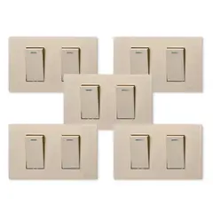 WANT - Pack 5 Interruptores Doble Metálico 924 16A - Dorado