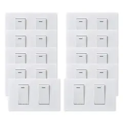 WANT - Pack 10 Interruptores Doble Metálico 924 16A - Blanco