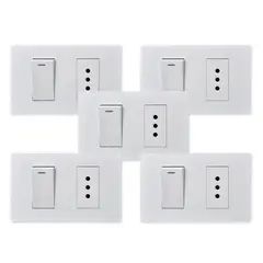 WANT - Pack 5 Interruptor 1 912 16A y Tomacorriente 1 10A - Blanco