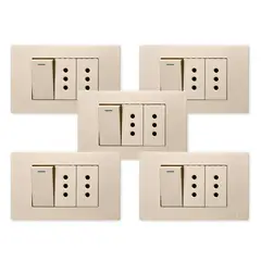 WANT - Pack 5 Interruptor 1 912 16A y Tomacorriente 2 10A - Dorado