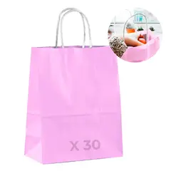 GENERICO - Bolsa Papel Kraft Ecológica Rosa 15X8X21 CM Pack X30