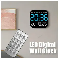 OEM - RELOJ DIGITAL DE PARED CUADRADO CON CONTROL REMOTO - AZUL