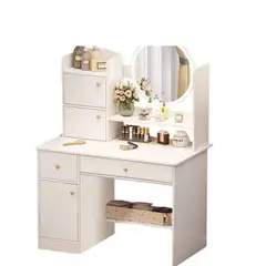 GENERICO - Tocador Madera Espejo Con Luz Y Cajones Homer 80x40x130cm NL 31-37