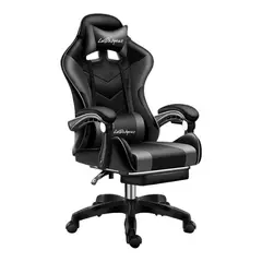LUBABYCAS - Silla Gamer Reclinable Reposa Pies Negra