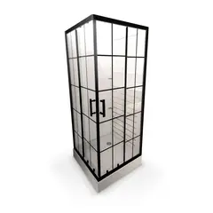 GENERICO - Showerdoor Diseño Cuadriculas Negras 80x80x195 + Receptaculo