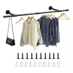 TNAKIEX - 110cm Perchero De Pared Estante De Metal Para Ropa Multiusos