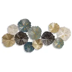 ALPHA - Cuadro Decorativo Adorno Pared Metalico Hojas de Loto