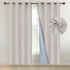 CASATUA - Cortina Blackout 100% 135x220cm Tipo Gamuza Set de 2 - Crema