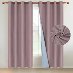 CASATUA - Cortina Blackout 100% 135x220cm Tipo Gamuza Set de 2 - Rosa