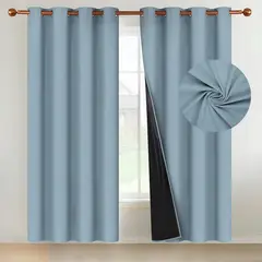 CASATUA - Cortina Blackout 100% 135x220cm Tipo Gamuza Set de 2 - Turquesa