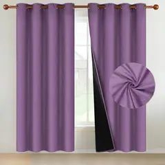 CASATUA - Cortina 100% Blackout Terciopelo Engomada 135x220 x2 - Lila