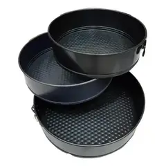 IMPORTCLICK - Pack 3 Moldes Desmontable Tortas Acero Antiadherente Negro