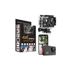 GENERICO - Cámara Deportiva 4k Wifi Full Hd Resistente Al Agua +batería Color Negro