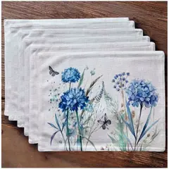 GENERICO - Set 6 Individuales de Lino 35x45 Tela Repelente a Liquido - antimancha